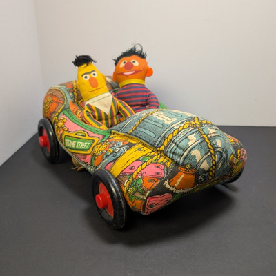 1970 s Sesame Street Knickerbocker Cloth Rag Toy Car, Bert and Ernie Cloth Dolls