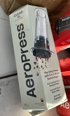 AeroPress XL Clear Coffee Press Maker 3-in-1 Brew System Double Capacity New