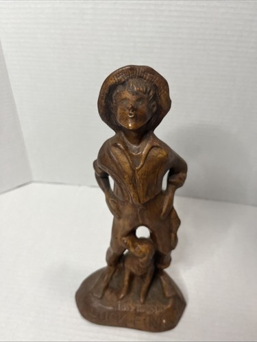 Vintage Huckelberry "Huck" Finn & His Dog Pottery Figurine Matte Brown - Picture 3 of 4