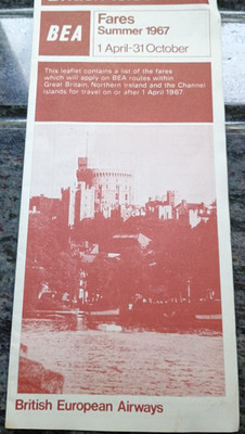 BEA British European Airways British Isles Tarife 1. April bis 31. Oktober 1967