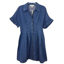 MADEWELL The Perry Denim Shirtdress M Clean Birkdale Blue Short Sleeves NWT B94