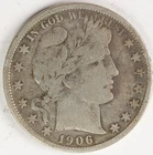 VG+ 1906 S Barber Half Dollar