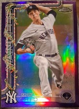 Max Fried 2025 Topps Holiday #HC119 Purple Chrome Parallei 72/299 Yankees