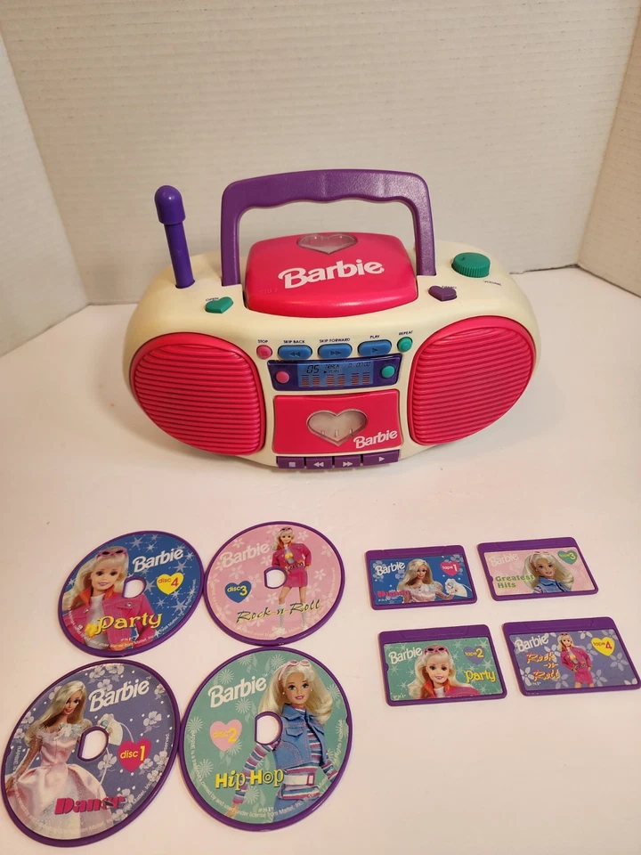 Vintage Barbie Dance with Me Talking BOOMBOX BE-160 COMPLETE & WORKING 4Cds/Taps - Image 2 of 4