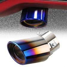 Car Blue Dual Pipe Exhaust Tailpipe Stainless Steel Tail Muffler Tip Throat 2.5"