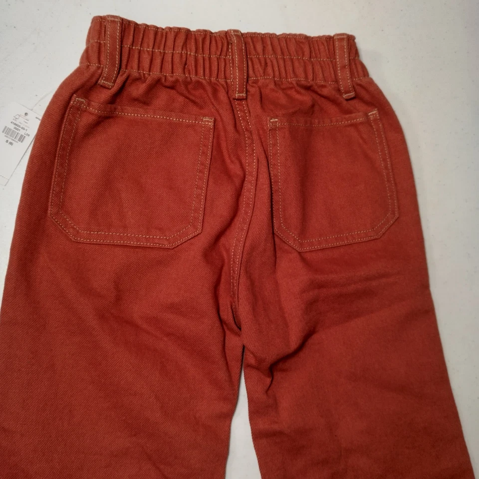Old Navy Pants Girls Small 6 Baggy Wide Leg High Rise Rust Elastic Canvas READ - Image 3 of 4
