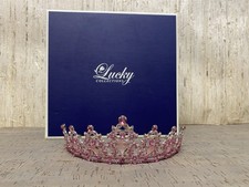Lucky Collections Pink Rhinestone Tiara Crown With Original Box Quality