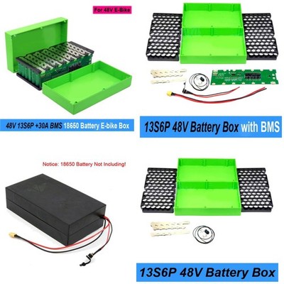 48V 13S6P 18650 Battery Pack Box with 13S 30A BMS + DIY Holder & Nickel Assembly