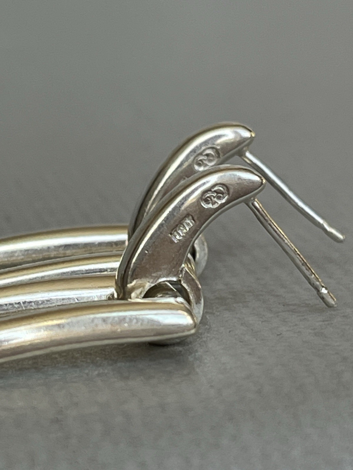 Vintage  Earrings Silver  925 Rectangular Italy V… - image 6