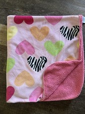 Garanimals Plush Baby Blanket Zebra Print Hearts Girl Pink Sherpa Security
