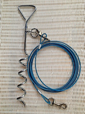 Tie Out Dog Cable and Stake with 15 Ft Cable  17 In HD Anti Rust Spiral Stake