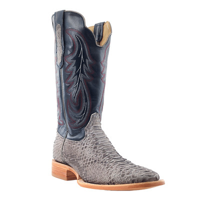 R.Watson Men's Back Cut Grey Sueded Back Cut Python Western Boots RW7914-2