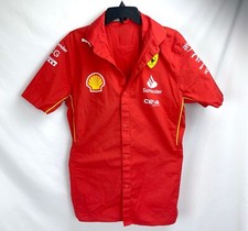 Puma Shirt Men LARGE Red Scuderia Ferrari 2024 Motorsport Button Up Santander