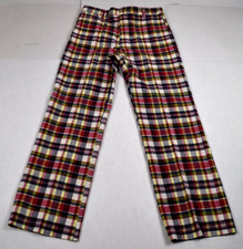 Vintage Plaid Pants 34 x 31 50s 60s Light Weight Authentic India Madras Magenta