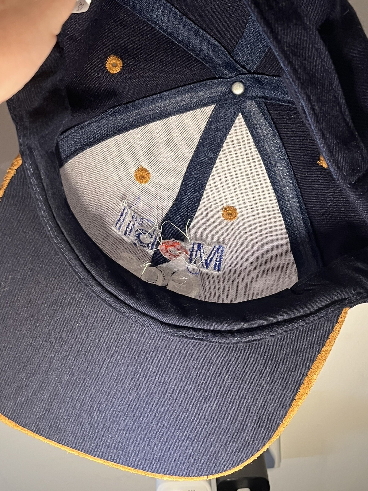 Vintage Mobil 1 Suede Wool Acrylic Cap Brown Blue image 7