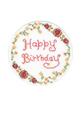 Paprika Happy Birthday Karte in Gewürz & Grün - komplettes X-Stitch-Set auf 16 Aida