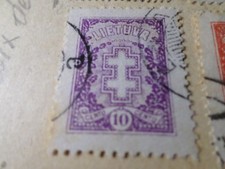LITUANIE LIETUVA, 1927, timbre CLASSIQUE n° 266, oblitéré, CROIX LORRAINE, VF 