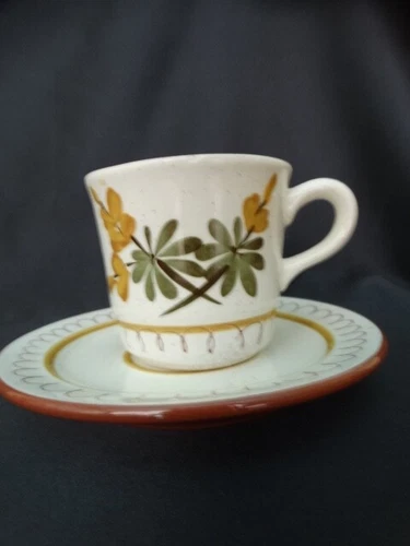 Mid-Century Modern Stangl Pottery Golden Blossom Cup & Saucer Set Very Good Cond