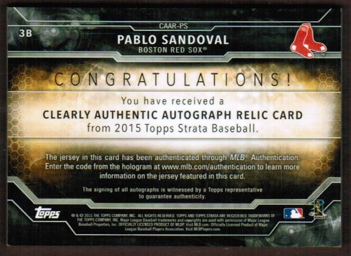 2015 Topps Strata Clearly Blue Pablo Sandova Jersey Relic Auto #/99 (ref 17852) - Picture 2 of 2