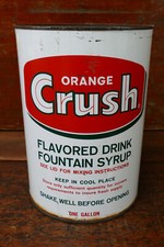 Vintage 1960s Orange Crush Flavored Soda Drink One Gallon Syrup Can Evanston IL