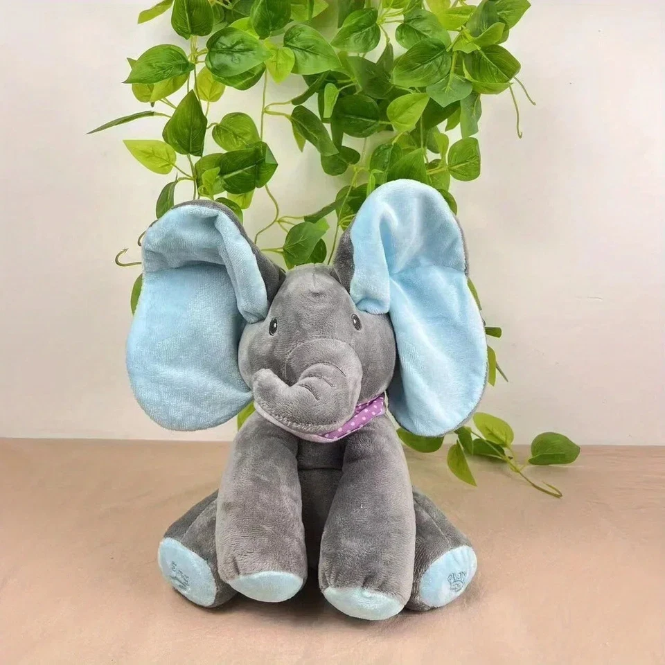 Peek-a-boo Soft Elephant Plush Doll Singing Musical Stuffed Toy Baby Talking Toy - image 4 of 4