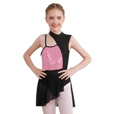Kids Girls Dress Costume Ballet Figure Skating Dancewear Shiny Unitard Jazz