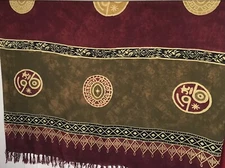 Handmade Indonesian Scarf Wrap Shawl Throw Multi Color Fringed Multi Purpose EUC