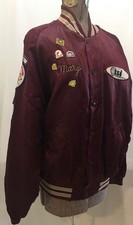 Softball Dugout Jacket Maroon Mary Patches Pins Thermal Services Thunderbirds L