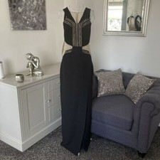 Three Floor Black & Nude Illusion Waist Sheer Back Maxi Dress Size 8 RRP £285