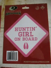 TRUCK CAR WINDOW DECAL Mossy Oak PINK HUNTIN GIRL ON BOARd Water-proof Vinyl