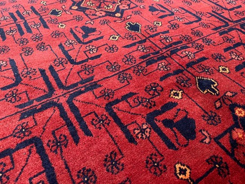 298 x 188cm Vintage Handmade Deep Red Afghan Carpet Large Oriental Wool Rug - Picture 18 of 23