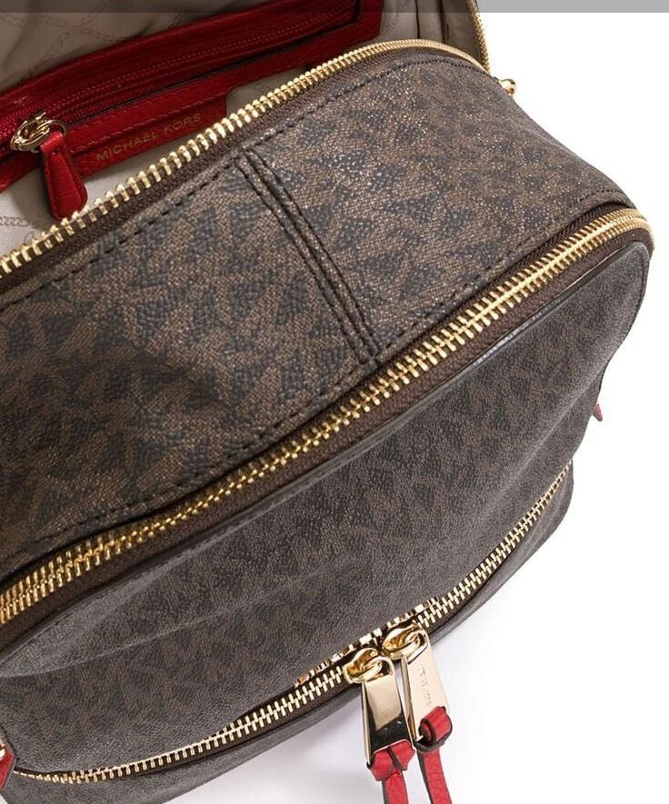 Mochila Michael Kors Rhea con cremallera, marrón-rojo brillante Foto 3 de 4