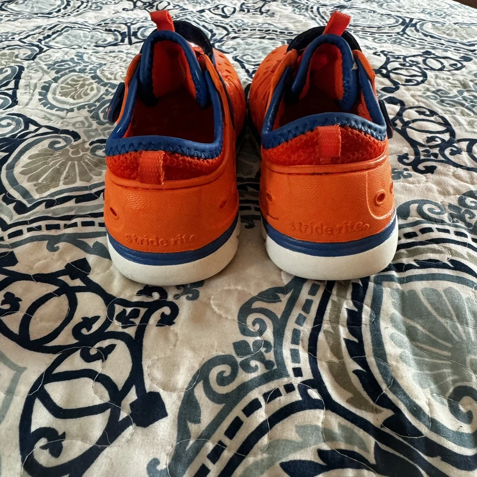Stride Rite Made 2 Play Phibian Sneaker Sandal Water Shoes Orange/blue Size 12 - Image 4 of 4