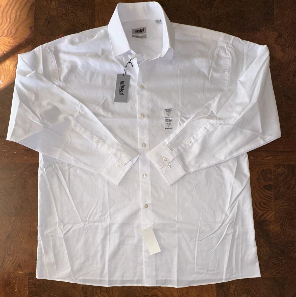 Unlisted Men's White Dress Shirt By Kenneth Cole Long Sleeve 16-16.5 32/33  (Lrg)