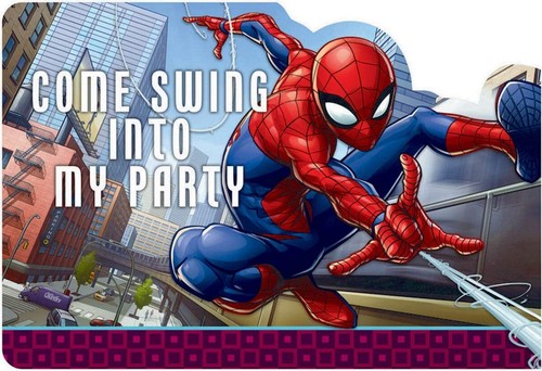 16 Spiderman Birthday Party Invitations Marvel, Lot of 2 Packs of 8