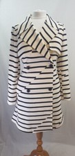 Madewell Black & Ivory Parcel Stripe Belted Trench Coat Size L Excellent Conditi