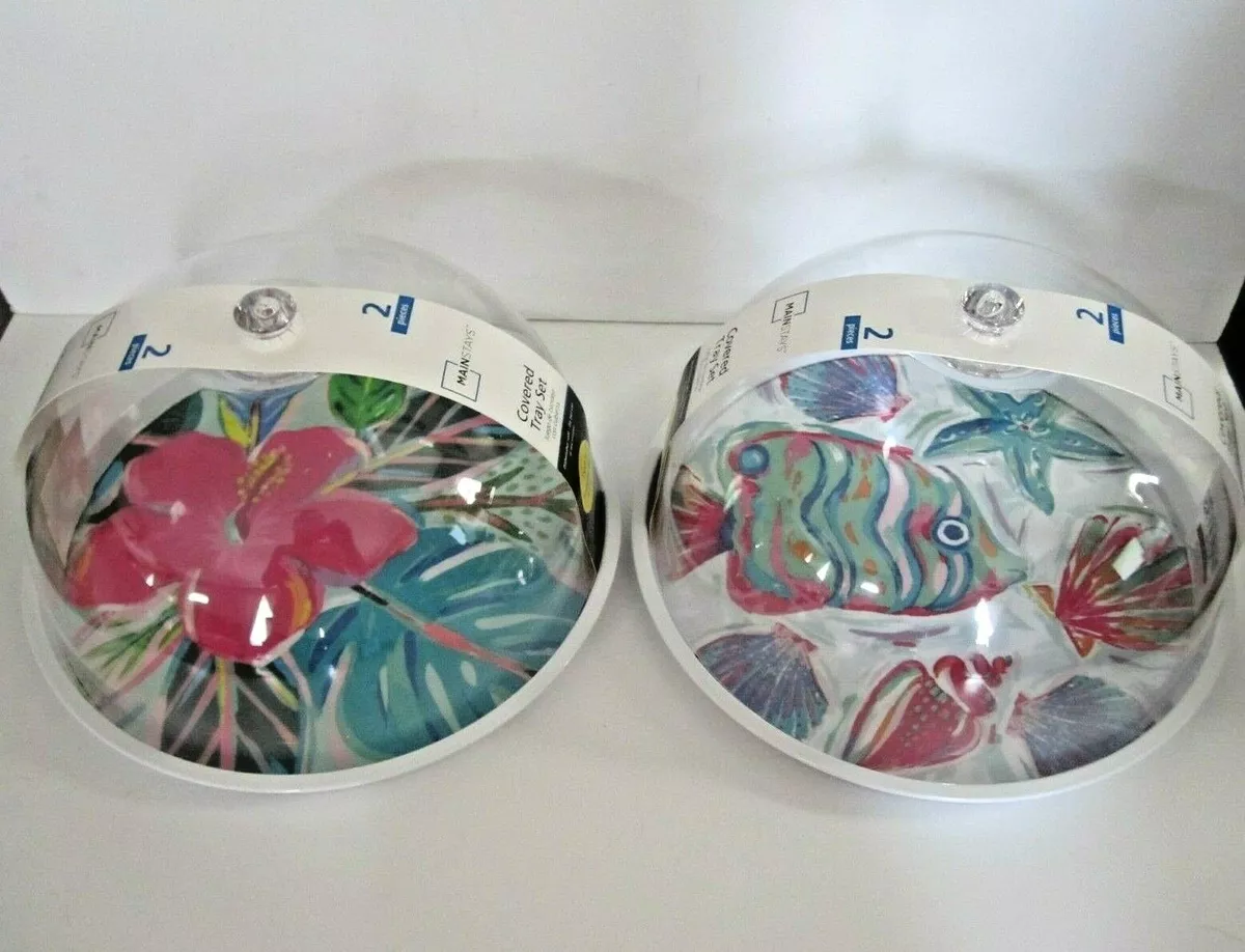 Acrylic Dome Cover Melamine Food Serve Plate Cake Tray Set in