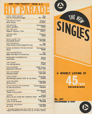 The Small Faces - The New Singles - 207 - December 15, 1967 [UK] - Magazine