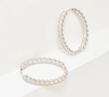 Diamonique Sterling Silver Round Cubic Zirconia Oval Hoop Earring