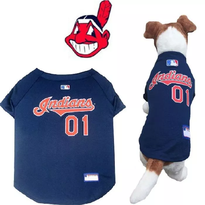 MLB Pet Fan Gear CLEVELAND INDIANS Dog Jersey Dog Shirt for Dogs BIG SIZE  XS-2XL