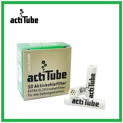 actiTube EXTRA SLIM 10 Aktivkohlefilter, Rollfilter, gemeinsame Tabakröhrchen