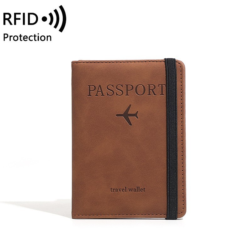 RFID-Blocking Passport Holder with Credit Card Slots – PU Leather Travel Wallet for Tickets & IDs  -image