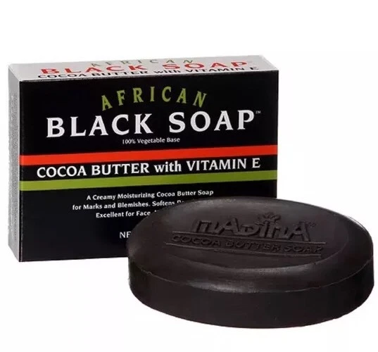 Jabón negro africano Madina manteca de cacao con vitamina E 3,5 oz (paquete de 6) Foto 2 de 4