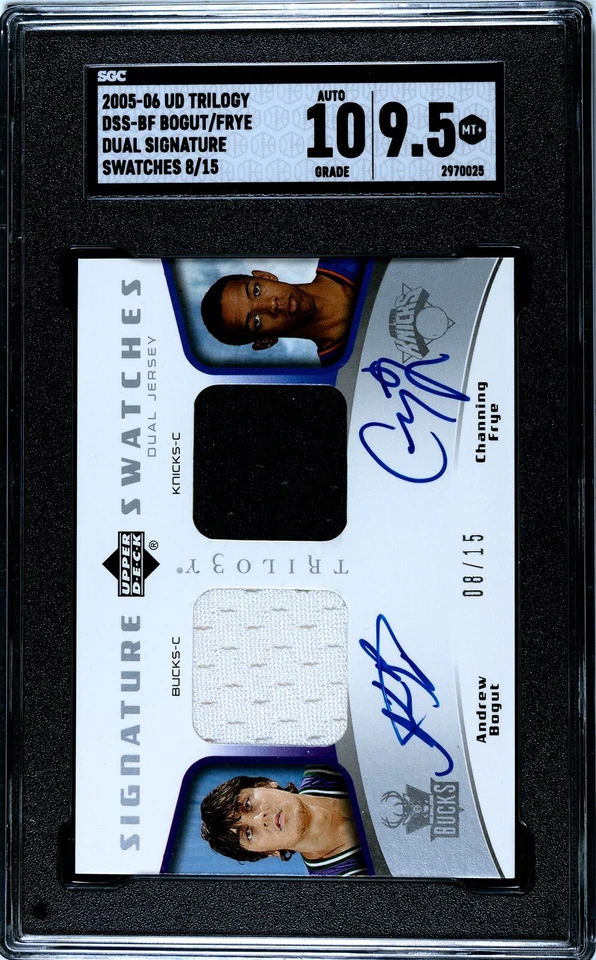 2005-06 Upper Deck NBA DUAL SWATCHES /15 Andrew Bogut ROOKIE Graded SGC 9.5 - Image 3 of 4