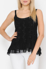 Embellished Spaghetti Strap Black Camisole
