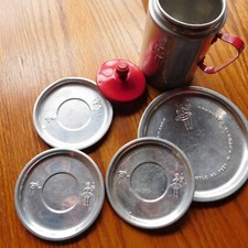 Vintage Lot 6 pc. Metal Aluminum Child " BO PEEP" coffee pot  plates