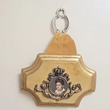 MCM Jaru Plaster & Gold Velvet Art Plaque With Cupids & Portrait Medallion