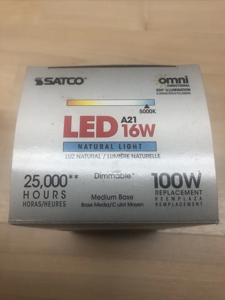 Satco S9287 - 16 watt, A21 LED, Frosted 5000K, Medium base Dimmable 100w Replace - Image 4 of 4