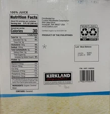 Kirkland Signature Organic Coconut Water, 33.8 Fluid Ounce (Pack of 9)