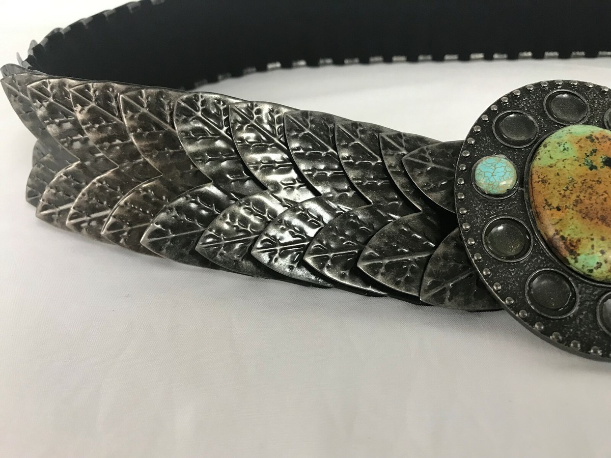 Ecote Stretch Elastic with metal leaves Belt Size Medium 32  display picture 1
